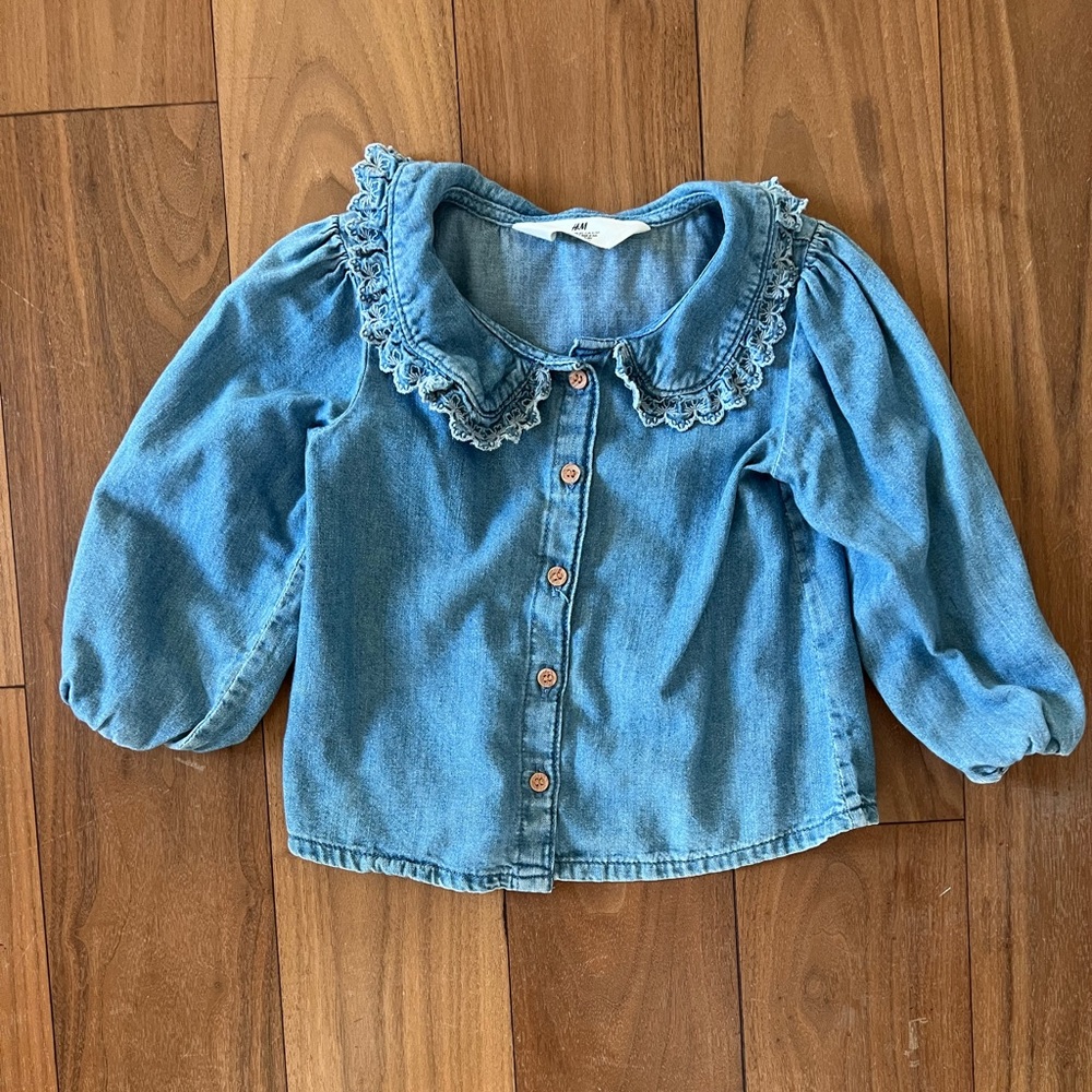 Beautiful Denim Blouse with Peter Pan collar